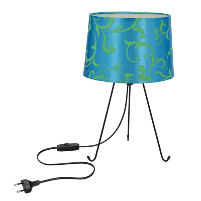Lampka nocna Elva metalowa z abażurem niebieska na stolik nocny E14