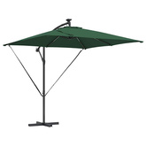 Parasol plażowy z paskami LED Zielony 249 x 249 x 250 cm