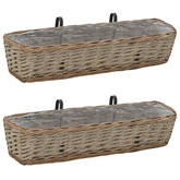 vidaXL Donice balkonowe, 2 szt., wiklina z wyściółką z PE, 80 cm