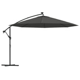 Parasol wiszący z LED i metalowym słupkiem, 350 cm, antracytowy