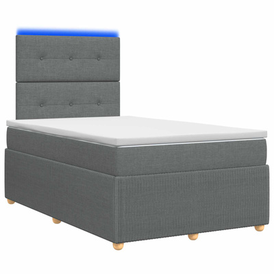 Łóżko z box spring LED z materacem ciemnoszary 120 x 190 cm