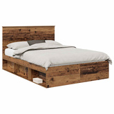 Ramka łóżka Stare drewno 140 x 190 cm Lite drewno sosnowe