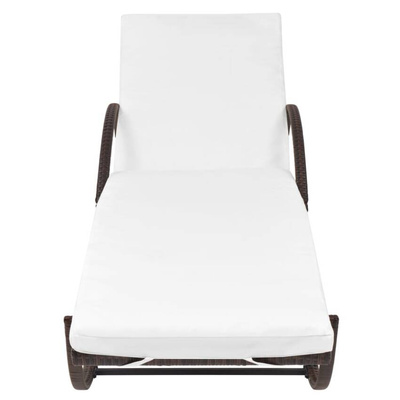 vidaXL Leżaki ze stolikiem, 2 szt., polirattan, brązowe