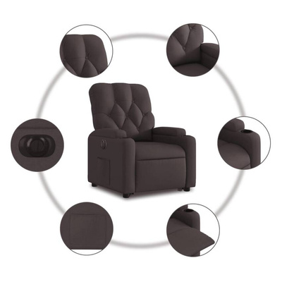 vidaXL Podnoszony fotel masujący, elektryczny, rozkładany, brązowy