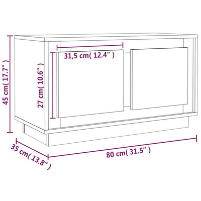 vidaXL Szafka pod TV, biała, 80x35x45 cm, materiał drewnopochodny