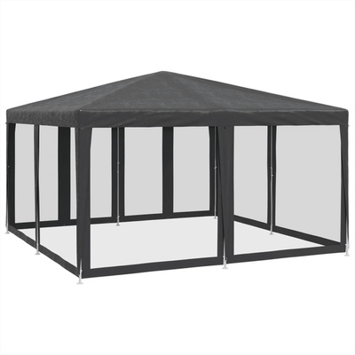 Namiot imprezowy z 8 ścianami z siatki, antracyt, 4x4 m, HDPE