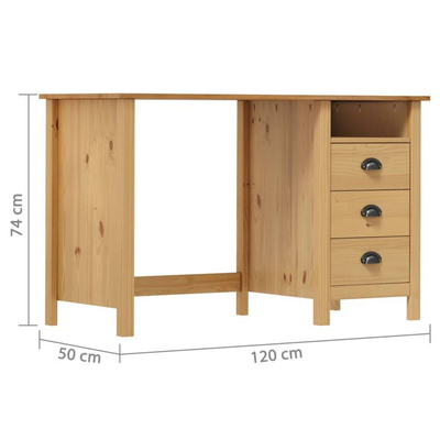 vidaXL Biurko Hill z 3 szufladami, 120x50x74 cm, lita sosna model standard
