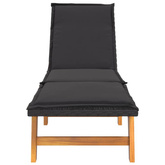 vidaXL Leżaki z poduszką, 2 szt., polirattan i lite drewno akacjowe