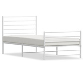 vidaXL Metalowa rama łóżka z wezgłowiem i zanóżkiem, biała, 90x190 cm model standard