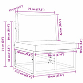 Meble Ogrodowe Metal Czarny i antracyt 70 x 71,5 x 71 cm