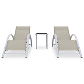 vidaXL Leżaki ze stolikiem, 2 szt., aluminium, kremowe