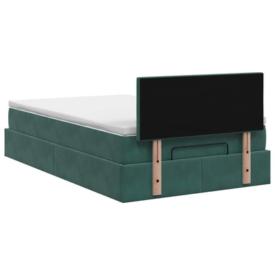 Łóżko ottoman z materacem Ciemnozielony 120 x 200 cm Welur