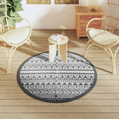 vidaXL Dywan na zewnątrz, czarny, Ø120 cm, PP