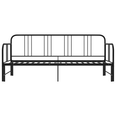 Sofa z wysuwaną ramą łóżka, czarna, metalowa, 90x200 cm