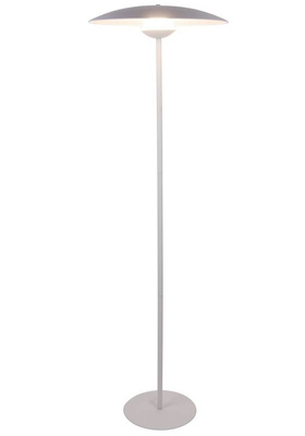 Lampa stojąca LUND w stylu skandynawskim – biały klosz talerz - nowoczesna lampa podłogowa LED