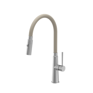 Quadron GINA SteelQ stalowa bateria kuchenna z elastyczną wylewką, stalowy / wąż beżowy