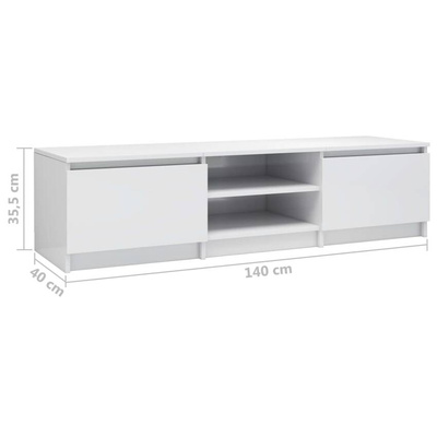 vidaXL Szafka pod TV, wysoki połysk, biała, 140x40x35,5 cm
