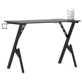 vidaXL Biurko do gier z nogami w kształcie Y, czarne, 110x60x75 cm