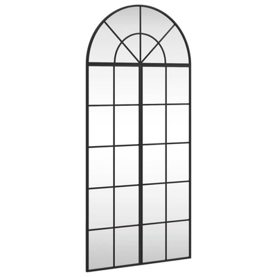 vidaXL Lustro ścienne, czarne, 60x130 cm, zakończone łukiem, żelazo
