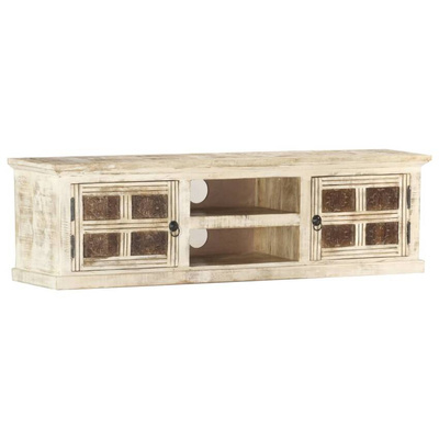 vidaXL Szafka pod TV, biała, 130 x 30 x 36 cm, lite drewno mango