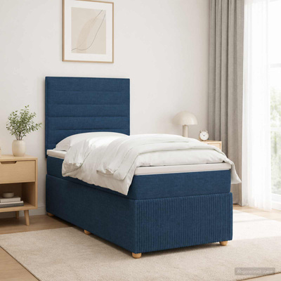 Łóżko z box spring LED z materacem niebieski 90 x 190 cm