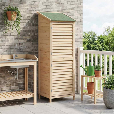 Shed ogrodowy naturalny 59 x 56 x 176 cm Drewno Świerkowe