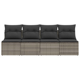 Sofa ogrodowa z poduszkami, 4-osobowa, szara, polirattan