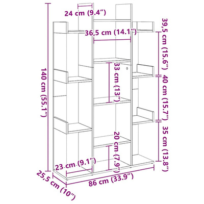 Regał na książki, kolor dąb sonoma, 86x25,5x140 cm