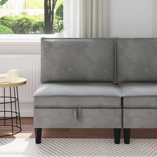 Środkowa sofa z miejscem do przechowywania jasnoszary Welur