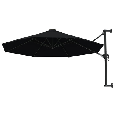 Parasol ścienny na metalowym słupku, 300 cm, czarny