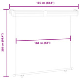 Markiza boczna na balkon, 175x250 cm, szara