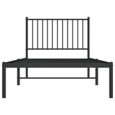 Metalowa rama łóżka z wezgłowiem, czarna, 90x200 cm