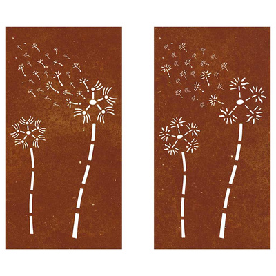 Ogrodowe dekoracje ścienne, 2 szt., 105x55 cm, stal kortenowska
