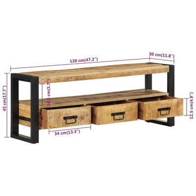 vidaXL Szafka pod TV, 120x30x45 cm, lite drewno mango