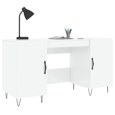 vidaXL Biurko białe z połyskiem, 140x50x75 cm, materiał drewnopochodny