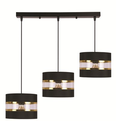 Lampa wisząca z abażurami Pandy czarna potrójna do salonu E27