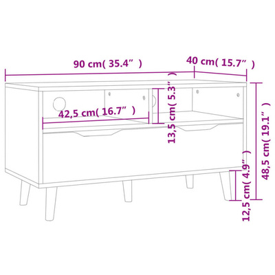 vidaXL Szafka pod TV, opalany dąb, 90x40x48,5 cm