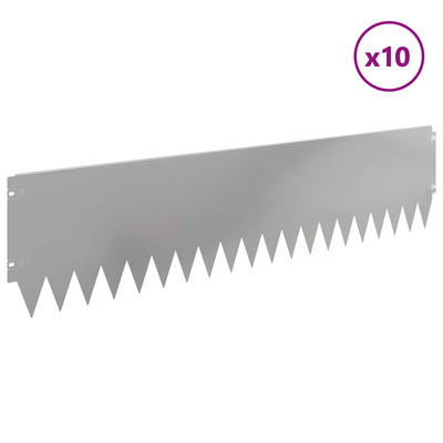 Krawężnik do trawnika 10 szt. 103 x 25 cm Stal srebrny