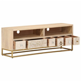 vidaXL Szafka pod TV, 110x30x40 cm, lite drewno mango i żelazo