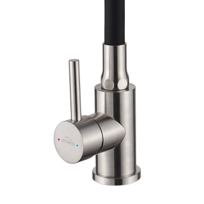Bateria zlew. silva z elastyczną wylewką, inox / czarny BZ-86-043-L Invena