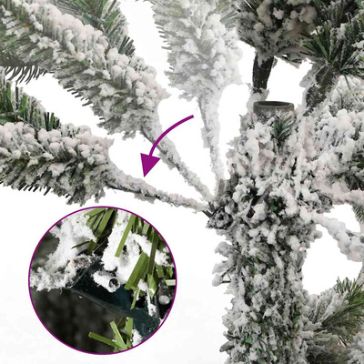 Sztuczna choinka na zawiasach, 300 lampek LED i bombki, 270 cm