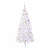 Sztuczna choinka z 300 diodami LED Biały 180 cm PVC i stal