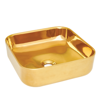 Umywalka nablatowa Malaga kwadratowa złota połysk  Invena