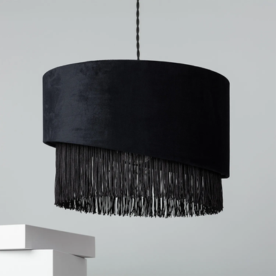 Lampa Wisząca z Czarnego Aksamitu Abruzzo Fonte E27