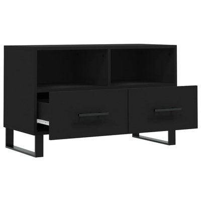 vidaXL Szafka pod TV, czarna, 80x36x50 cm, materiał drewnopochodny