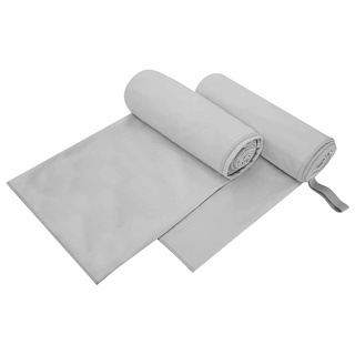 Ręczniki Sportowe 2 pcs Szary 200 x 100 cm Poliester i poliamid