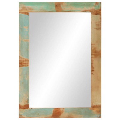 vidaXL Lustro, 70x50 cm, lite drewno z odzysku i szkło