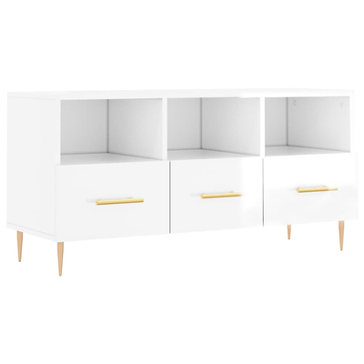 vidaXL Szafka pod TV, biała, wysoki połysk, 102x36x50 cm