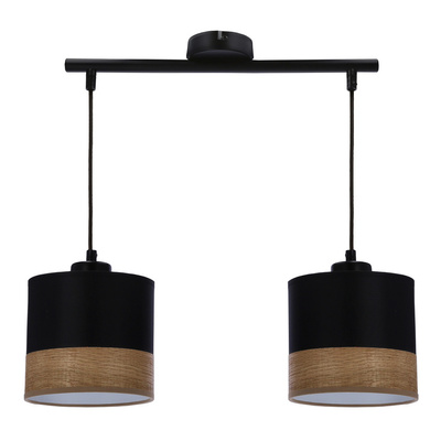 Porto lampa wisząca czarny 2x60w e27 abażur czarny+fornir