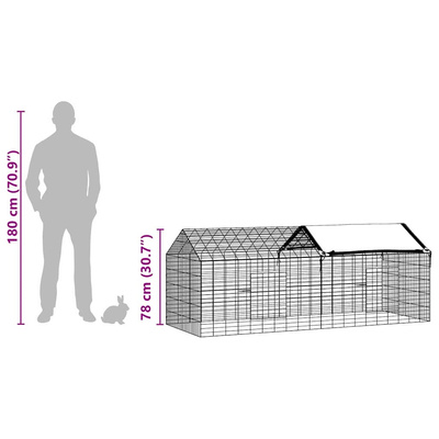 Klatka dla królika Srebrny 200 x 78 x 78 cm Stal Galwanizowana